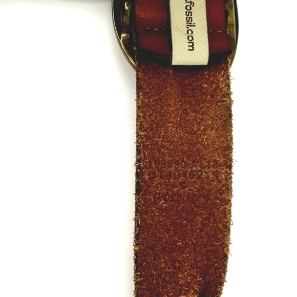 Fossil Women's 30"-34" Braided Brown Leather Adjustable Designer Gold Tone Belt - Picture 10 of 14